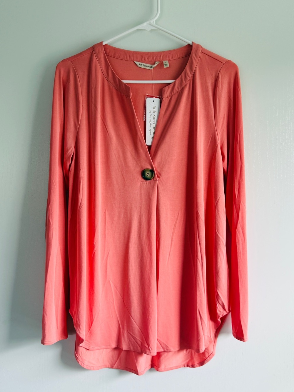 Soft Surroundings Modal Coral Tia Rouge Long-Sleeve Tee Top Blouse NWT